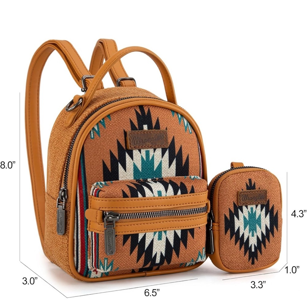 Wrangler Brown and Black Patterned Backpack Set​ - Picture 5 of 8